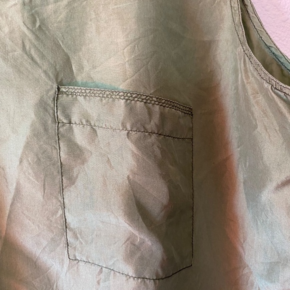 Pure Silk Tank top Sleeveless pocket T - Picture 3 of 4